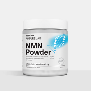 Container of melrose Futurelab NMN Powder on a white background