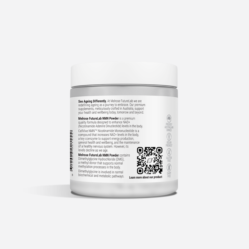 White container with label on a light gray background