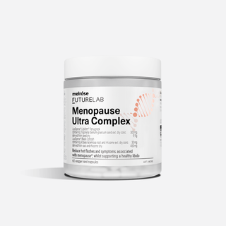 Menopause Ultra Complex supplement container with Futurelab branding on a white background