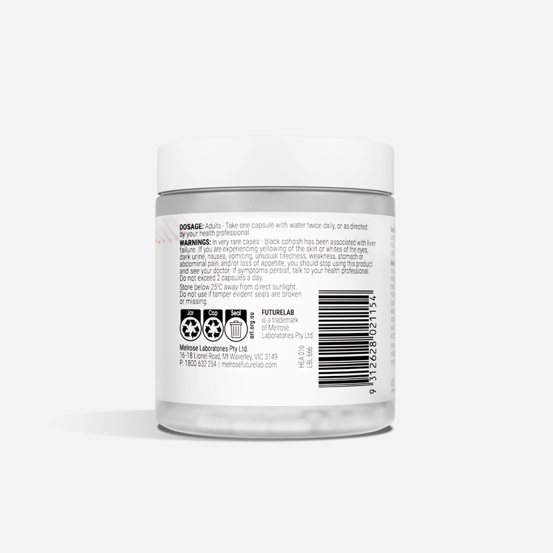 Back label of a supplement container on a white background