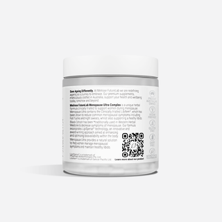 Container with label and QR code on a white background