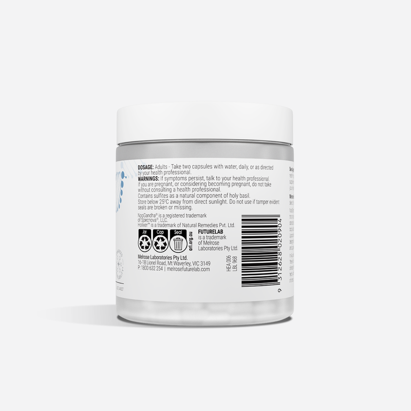 Back label of a supplement container on a white background
